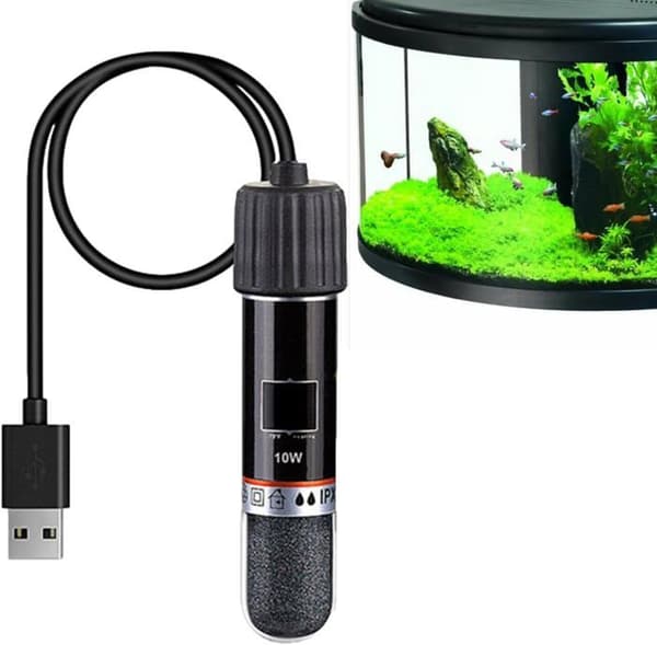 Mini akvaariolämmitin termostaatti 10W USB - Ladattava - Kompakti - Musta