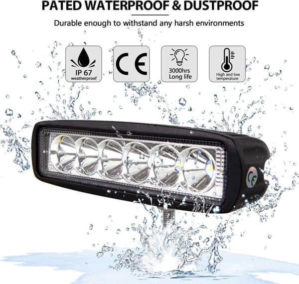 LED arbeidslysbar 12V 18W 15cm LED spotlight bil vanntett IP67 LED tåkelys arbeidslys