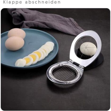 Eggeskjærer i rustfritt stål for egg og egg med 2-i-1 slitesterk metallskjærer