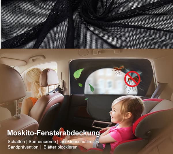 Mosquito net with zipper for car front windows (main and extra)