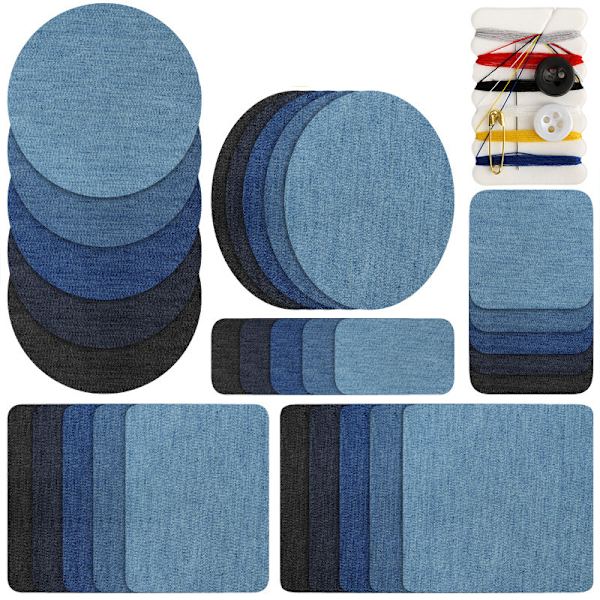 Strykelapper for jeans 30 stk Denimblå