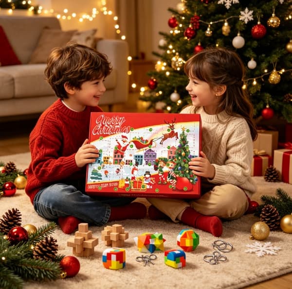 24 dagar julkalender blindlåda, träpusselset, julklapp för barn, ny 2026