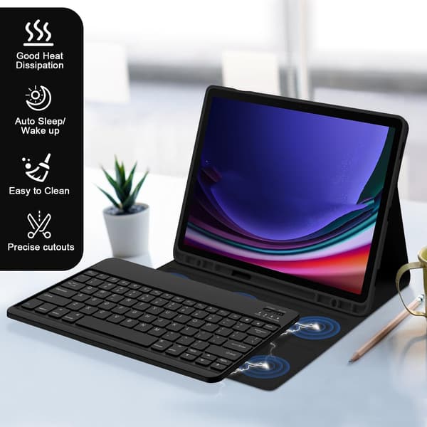 Bluetooth Keyboard Case + Keyboard Compatible with Samsung Galaxy Tab A9+ 2023 (11 inch) - Black