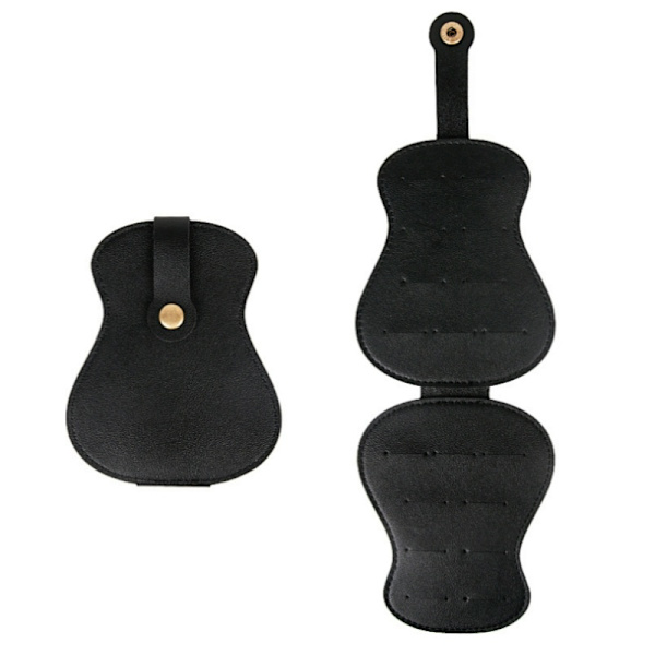 Guitar Pick Holder - Large Capacity PU Leather Pick Case Black Blue
