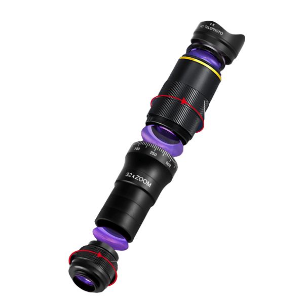 Telescope Lens for Mobile - 32X Adjustable Zoom with Tripod Black