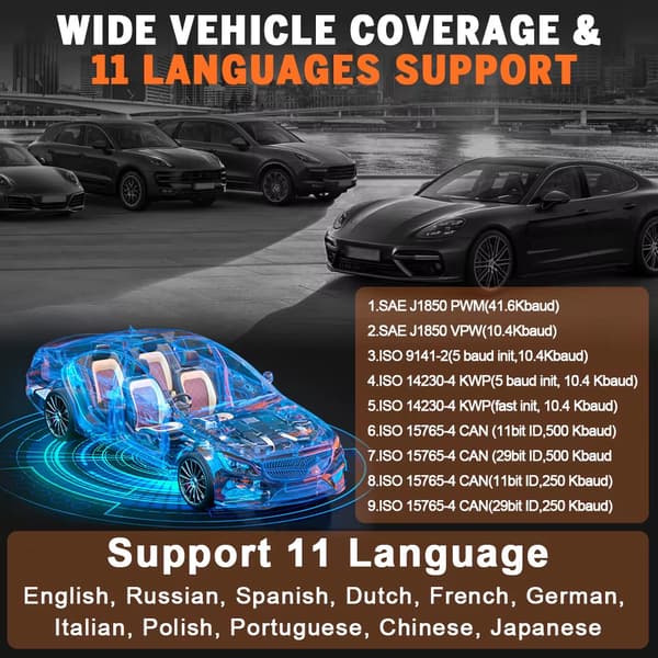 Car Engine Fault Code Reader OBD2 Scanner with Color Screen, Battery Test, Real-time Data and Fault Code Library
