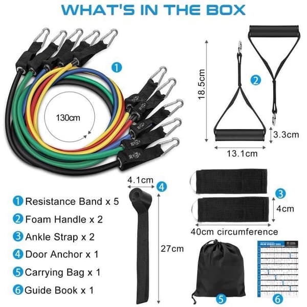 Resistance Bands Set - 12 Pieces - 100lbs - Strength Training Resistance Bands - Unisex