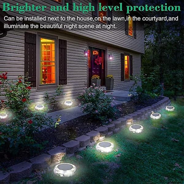 Sæt med 2 udendørs solcellelamper, ny version 12 LED solcellelamper vandtæt IP67 til sti, terrasse