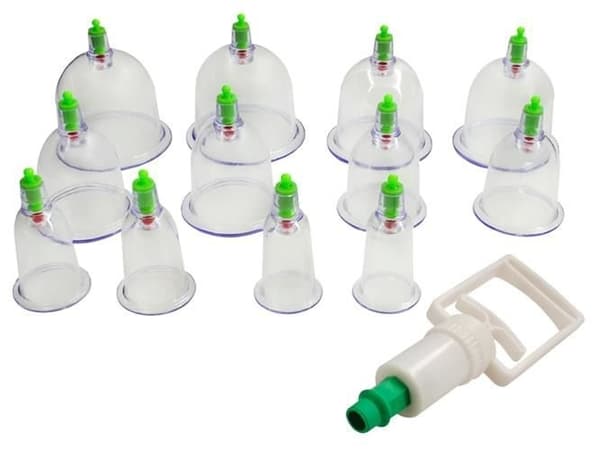 Cupping Sæt med Vakuumpumpe - 12 dele