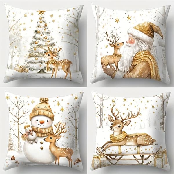 Julkuddfodral Jultomte Rådjur Kuddfodral Hem Vardagsrum Soffdekoration Nyårspresent
