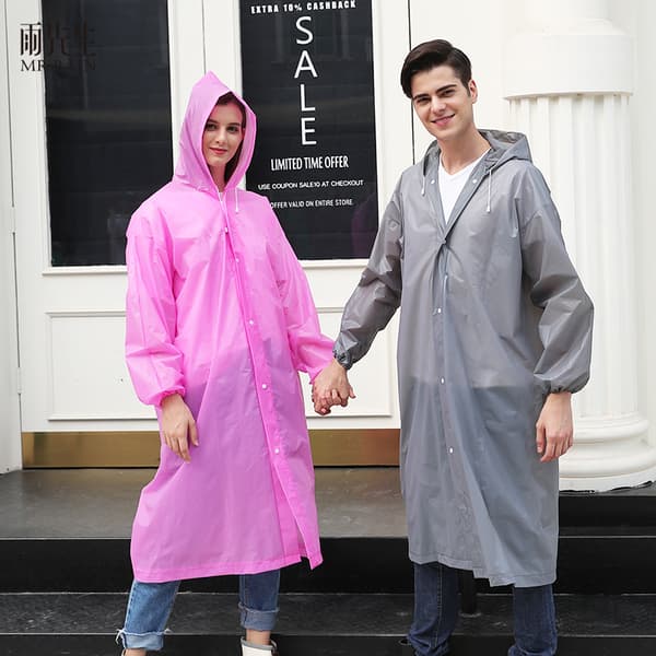 Regnponcho med hætte Pink M