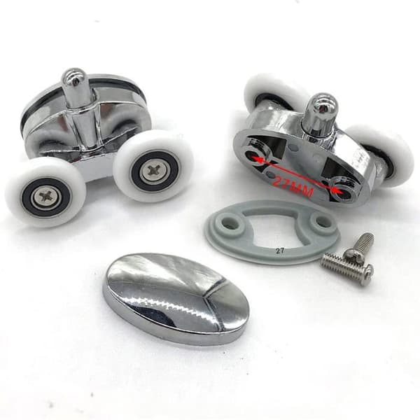 Sett med 4 dusjdørruller med to ovale, sommerfuglformede hjul (23 mm)