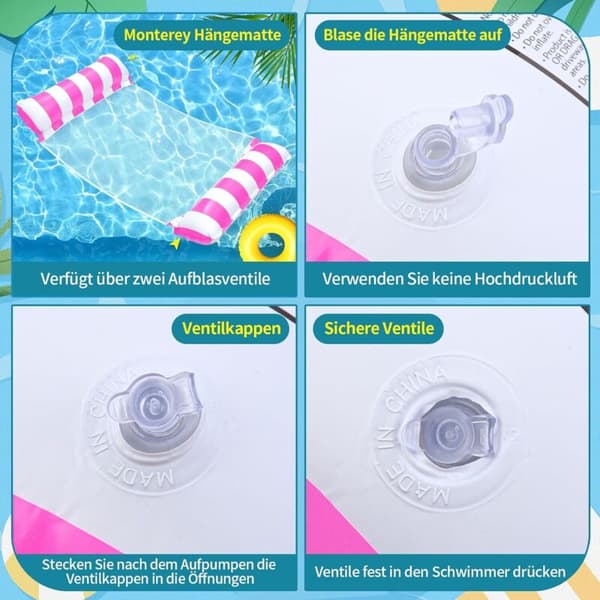 Voksen Pool Float (2 Stykker). 4-i-1 XL Oppustelig Poolmadras. Oppustelig Pool Hængekøje. Pool Net Madras.