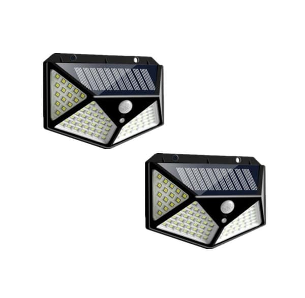 100LED Solcellelampe IP65 Vanntett Utendørs - 2 Pakning