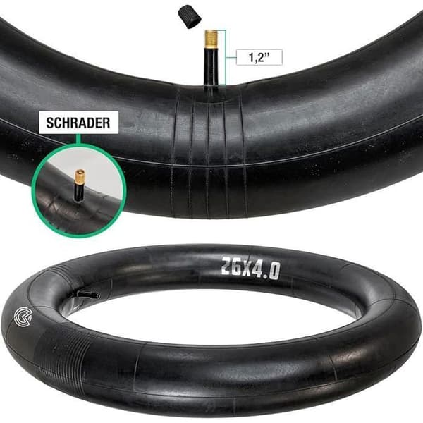 Innerslang - 26x4 - Schrader-ventil (rak) - Kompatibel med Fat Bikes och Mountainbikes