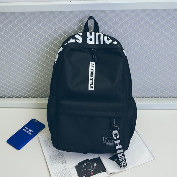 Canvas ryggsekk for studenter, trendy, reise, campus, himmelblå