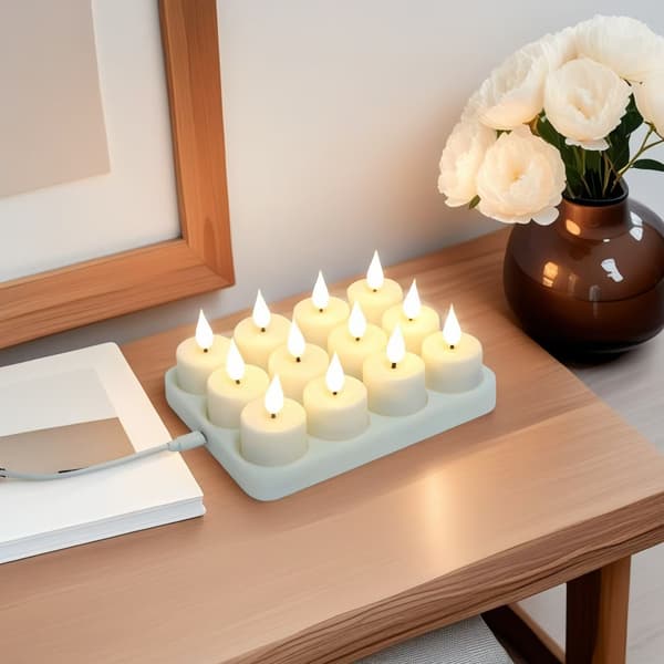 Rechargeable LED Tealights with Remote Control, Warm White, 12-Pack, Flameless Candles for Ambient Lighting