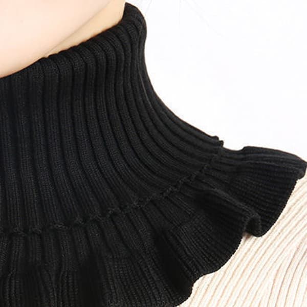 Strikket turtleneck / avtakbar halsvarmer Svart White
