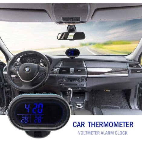12V Multifunksjonell Elektronisk LCD Biltermometer Temperatur Vekkerklokke