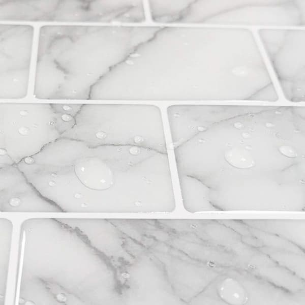 3D selvklebende fliser for kjøkken, bad og stue backsplash, 30,5 cm x 30,5 cm, grå marmor, 10 ark