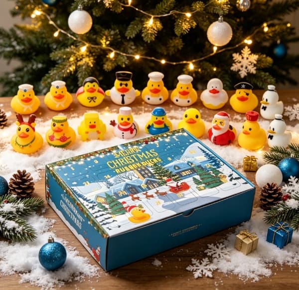 24 dager julekalender blindboks, jule-tema gummiandsett, julegave til barn, 2026 ny