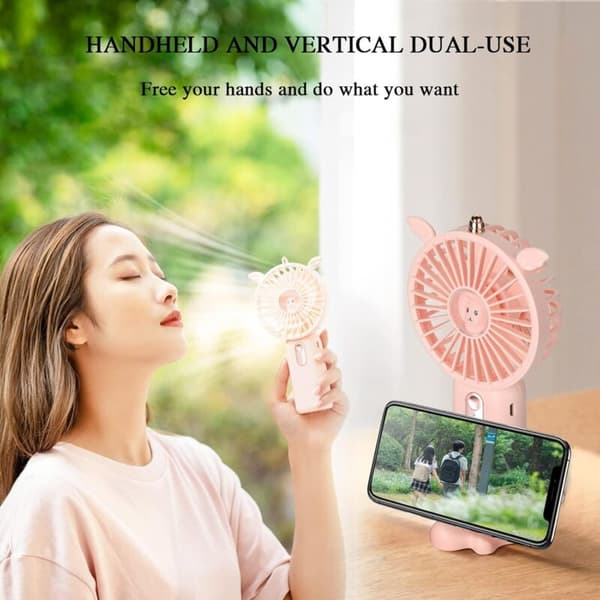 Bærbar ventilator. Rejseventilator. Lille bordventilator. Mini USB batteridrevet ventilator - hvid.