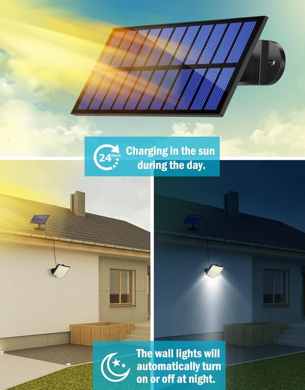 LED Solar Utendørslys med Bevegelsessensor, IP65 Vanntett, 120° Lysvinkel