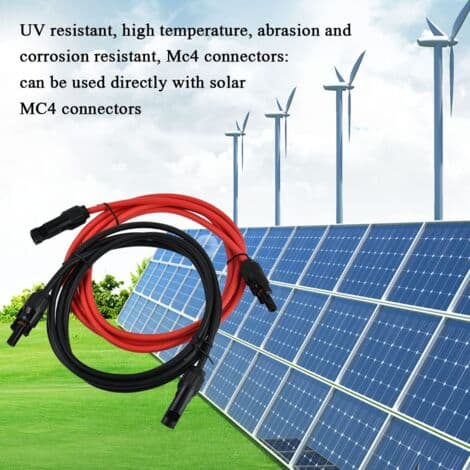 Solcelleforlængerledning Solcellepanel forlængerkabel med MC4-stik Rød + sort par, 14AWG 3 meter / 10 fod