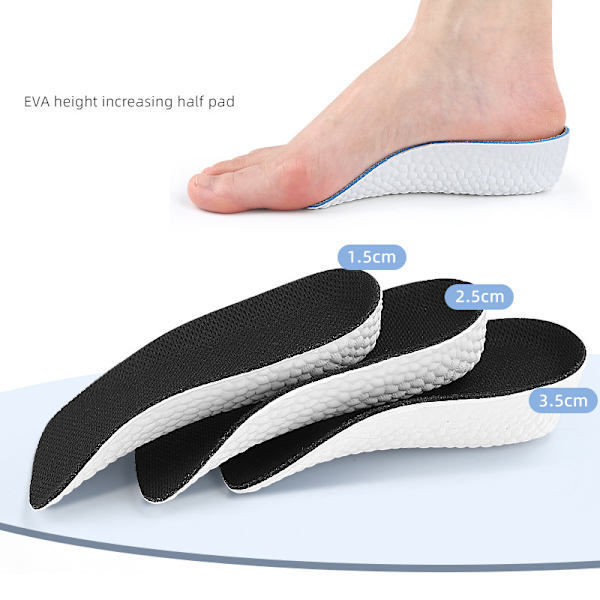 Height Increasing Half Insole for Increased Comfort Black 1.5 cm