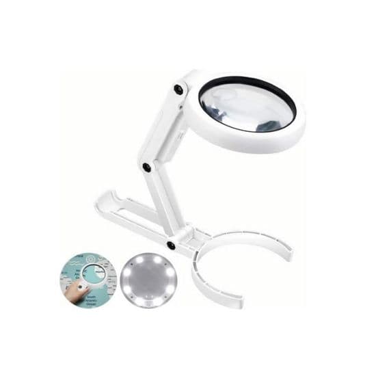 Belyst förstoringsglas - Ej specificerat - 5X 11X - Vikbart stativ - 8 lysdioder - Justerbar höjd
