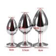Analplugg - Rustfritt Stål - 3 Størrelser - S 7.5cm - M 8cm - L 9cm - Med Diamanter