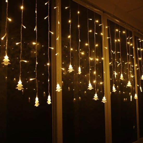 Ljusslinga, julbelysning, 96 LED ljusridå, varmvit