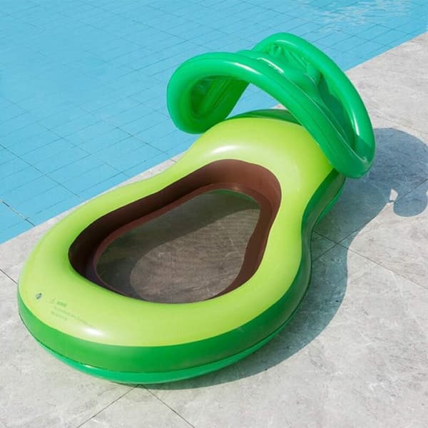 Oppustelig poolmadras til liggestole, avocadoformet, til haver og andre steder, 120x80cm med baldakin - Fei Yu