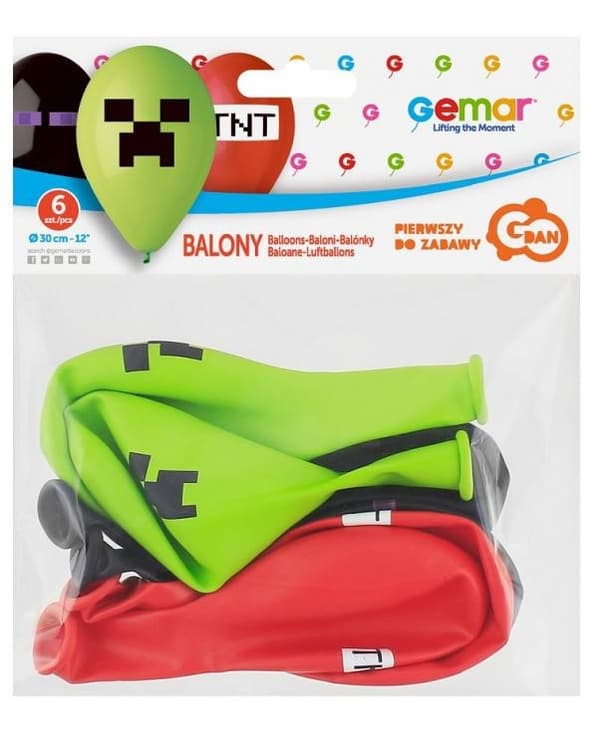 Minecraft Ballonger - Creeper, Enderman, TNT - 6 stk