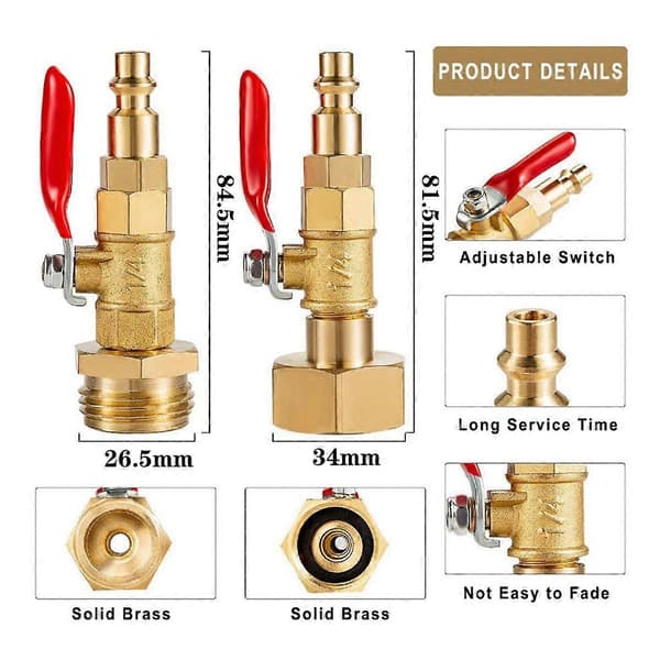 RV Vinterförberedelse Blåsut Adapter Kit, Sprinkler Vinterförberedelse Blåsut Adapter för 1/4 tum Snabbkopplingsplugg 3/4 tum GHT Trädgårdsslang