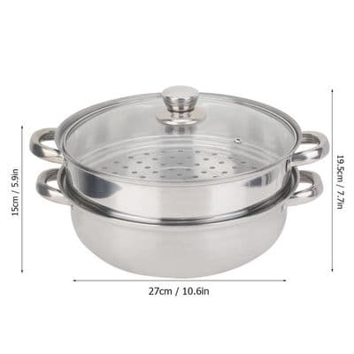 Damper - HB010 - Rustfrit stål - 2 lag - 27 cm - Induktionskompatibel