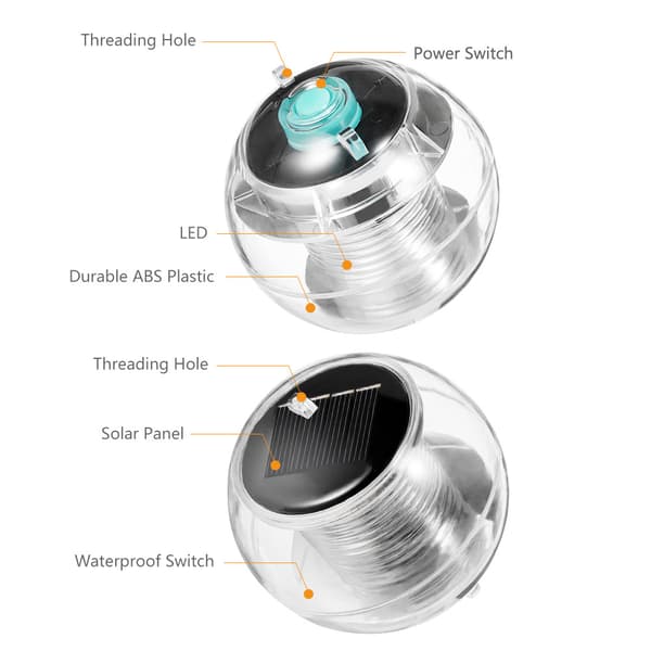 Poollamper, 2 pak 7 farveskiftende flydende solcellelamper, vandtætte solcellekuglelamper