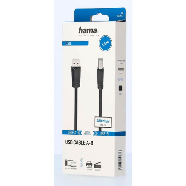 Kabel USB 2.0 480 Mbit/s 1,5m Sort