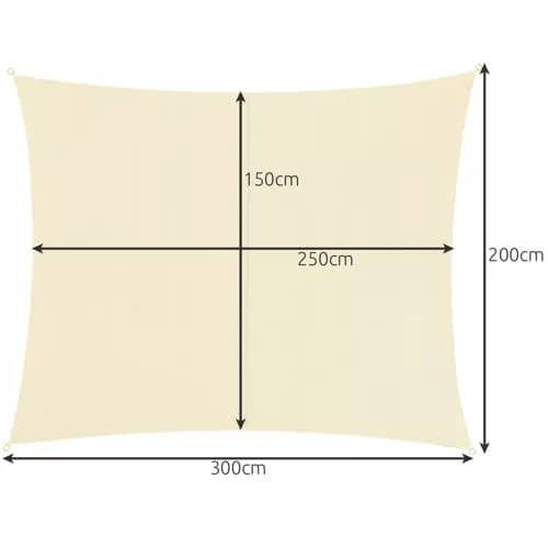 Solseil / Seilduk - Vanntett - 2x3 m - 180g/m2