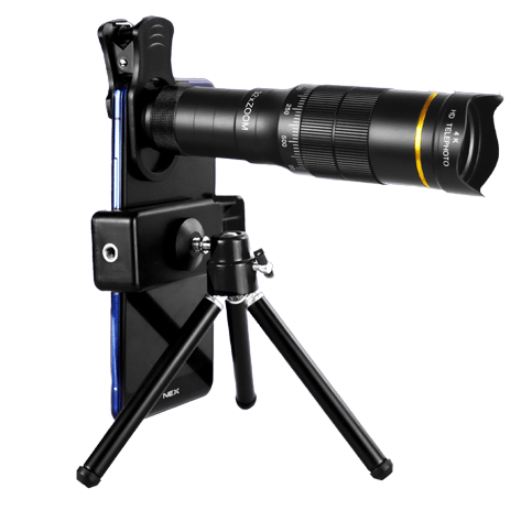 Telescope Lens for Mobile - 32X Adjustable Zoom with Tripod Black