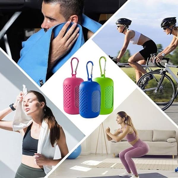 Set med tre kylhanddukar - Kylande mikrofiber - Polyester - Sporthandduk