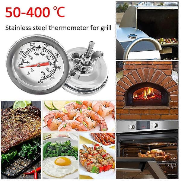 BBQ Grill Termometer 2-Pakning 50-400°F, Rustfritt Stål Røyktermometer Vanntett Ovn Kjøtt Matlaging