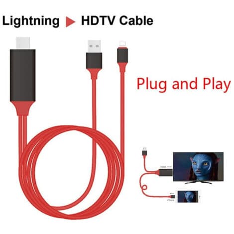 Lightning till HDMI till HDTV Videoadapterkabel för iPhone 7, 6 och 5