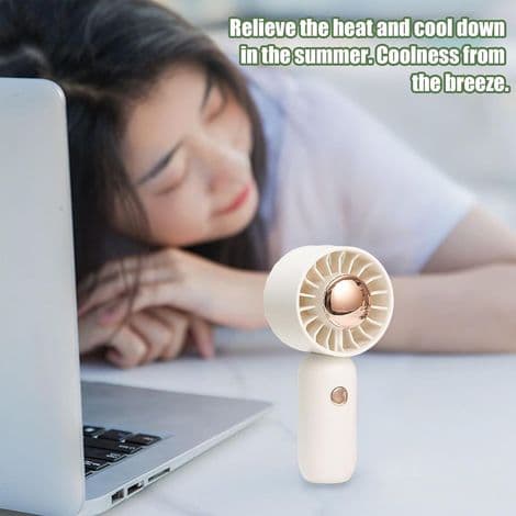 Bærbar ventilator. Mini køleenhed. Dimensioner: 5,8 x 4,2 x 12,5 cm. Kompakt, bladløst design.