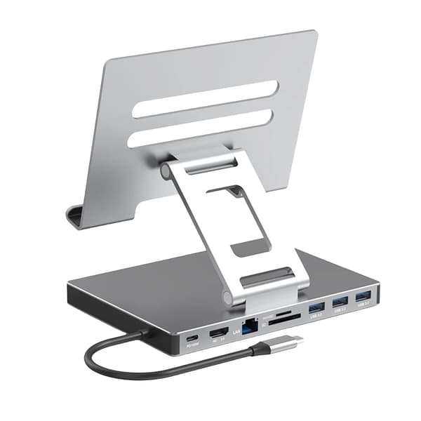 Dockingstation til bærbar computer i aluminiumslegering, PD, USB 3.0, understøtter USB C, SD, TF-slot, 9-i-1