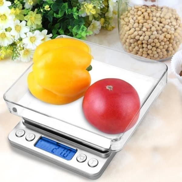 Köksvåg - Hög Precision - 3kg - Bakgrundsbelyst LCD-skärm - Elegant Design - Silver