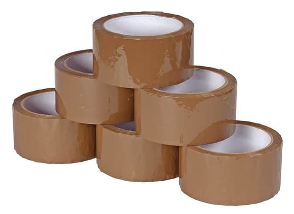 Förpackning med 6 rullar tejp - Standardmått - Längd: 50 m - Bredd: 50 mm - För förpackningar och lådor - Brun