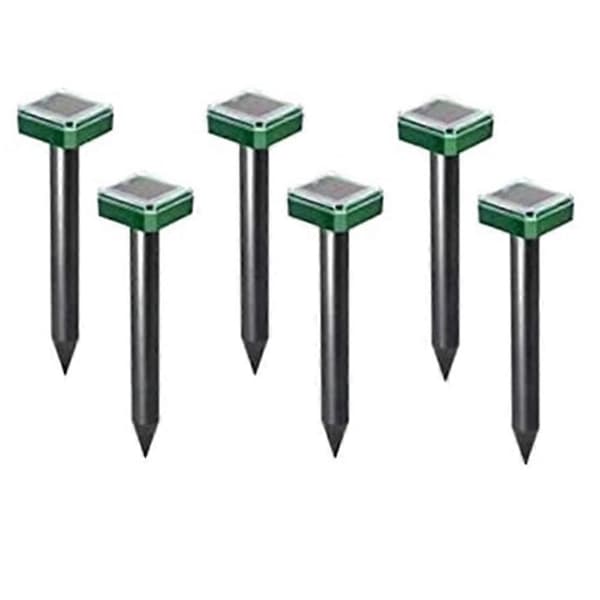 6 stk. Udendørs Solar Ultralyd Vibration Repeller Slange Repeller Muldvarp Elektronisk Slange Repeller til