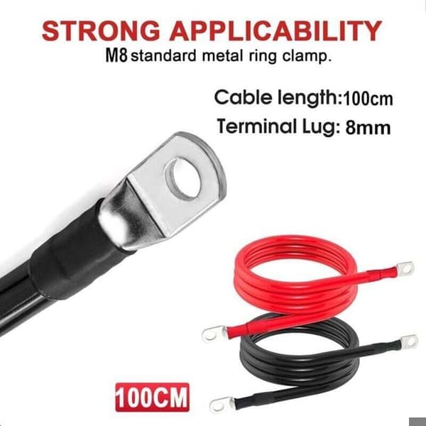 Batterikabel - 16 mm² (5 AWG) - 100 cm - Förtenta kopparringterminaler