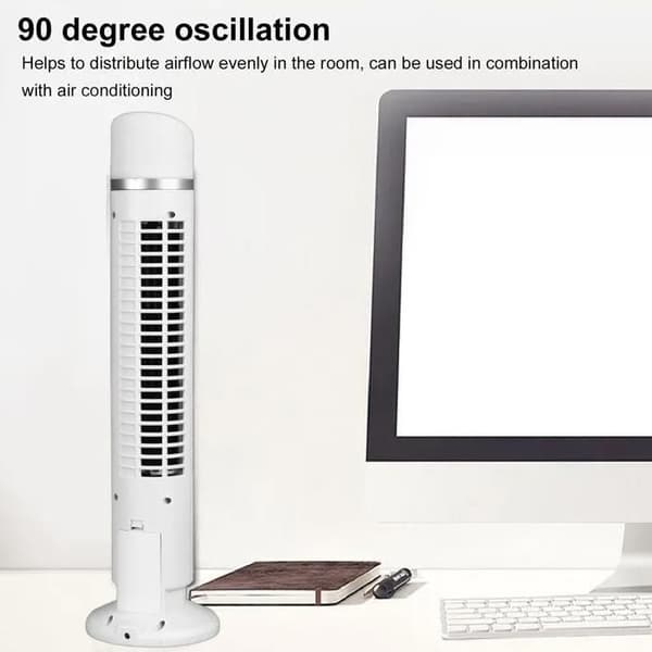 Støjsvag bladløs USB-piedestalventilator til lodret klimaanlæg, sort (10*10*38CM)